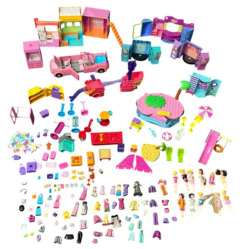 Polly Pocket Vintage 2002 Origin Products Lot Dolls Car Playsets & Accessories